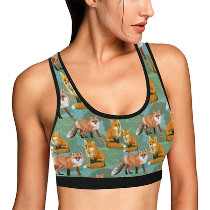 Fox Autumn leaves Themed Sports Bra