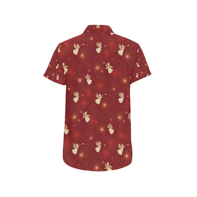 Angel Pattern Print Design 07 Men's Short Sleeve Button Up Shirt