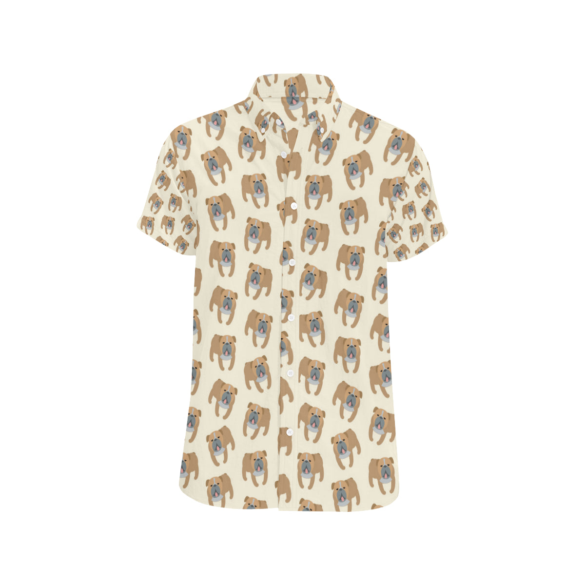 Bulldogs Pattern Print Design 01 Men's Short Sleeve Button Up Shirt