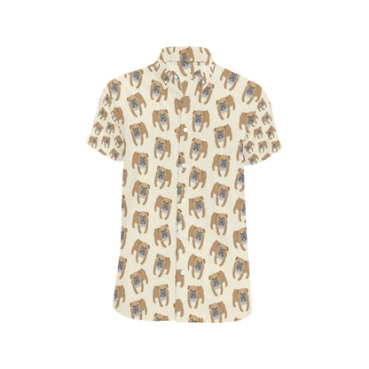 Bulldogs Pattern Print Design 01 Men's Short Sleeve Button Up Shirt