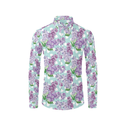 Lilac Pattern Print Design 02 Men's Long Sleeve Shirt