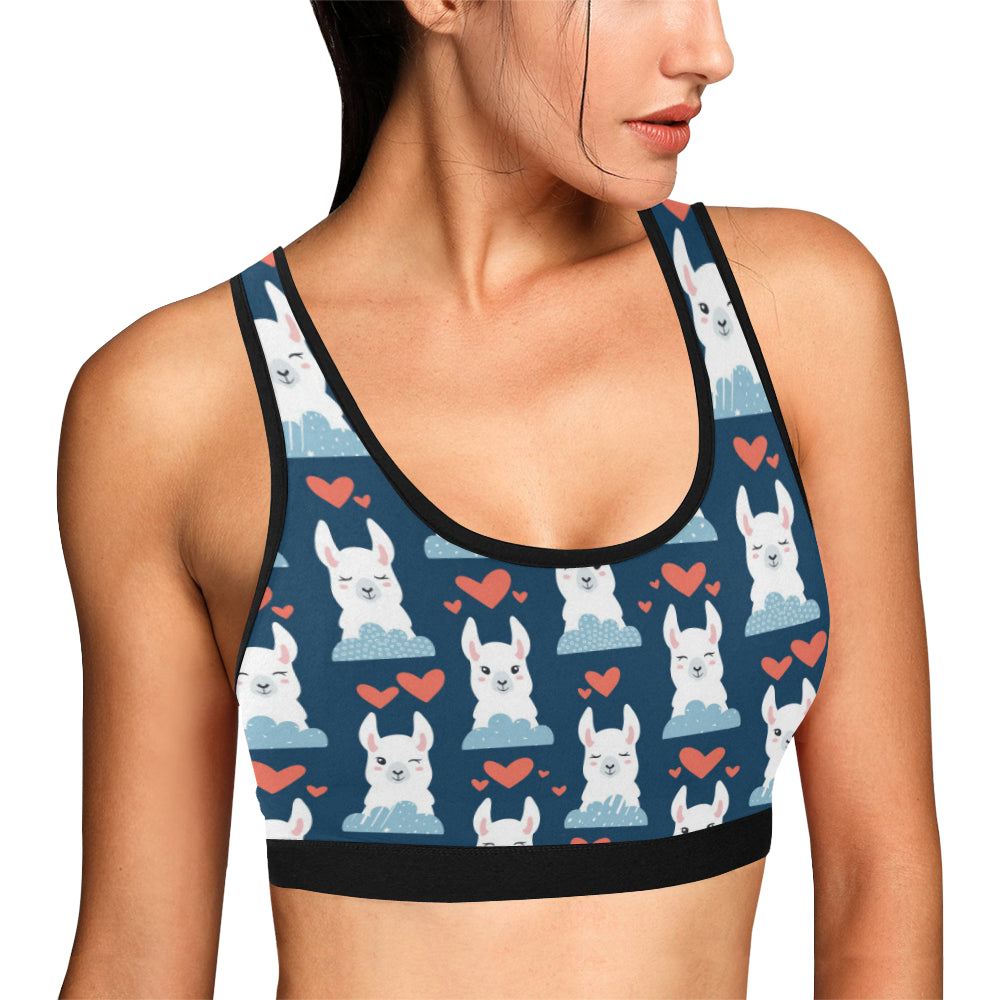 Alpaca Love Pattern Print Design 05 Sports Bra
