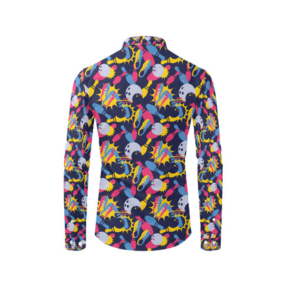 Bowling Pattern Print Design 02 Men's Long Sleeve Shirt
