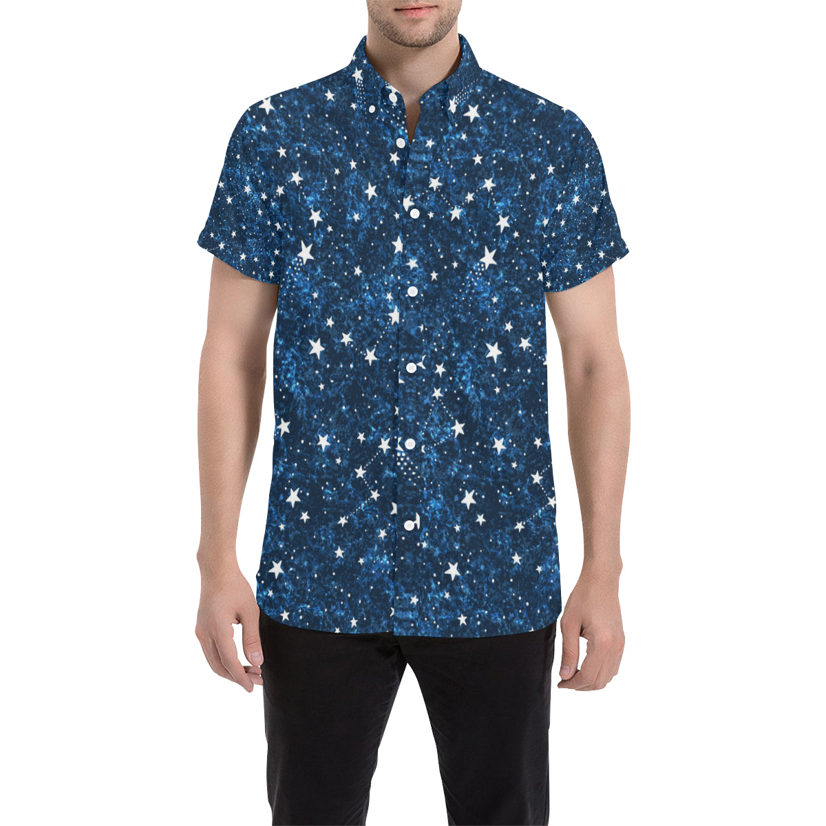 Cosmic Pattern Print Design 05 Men's Short Sleeve Button Up Shirt