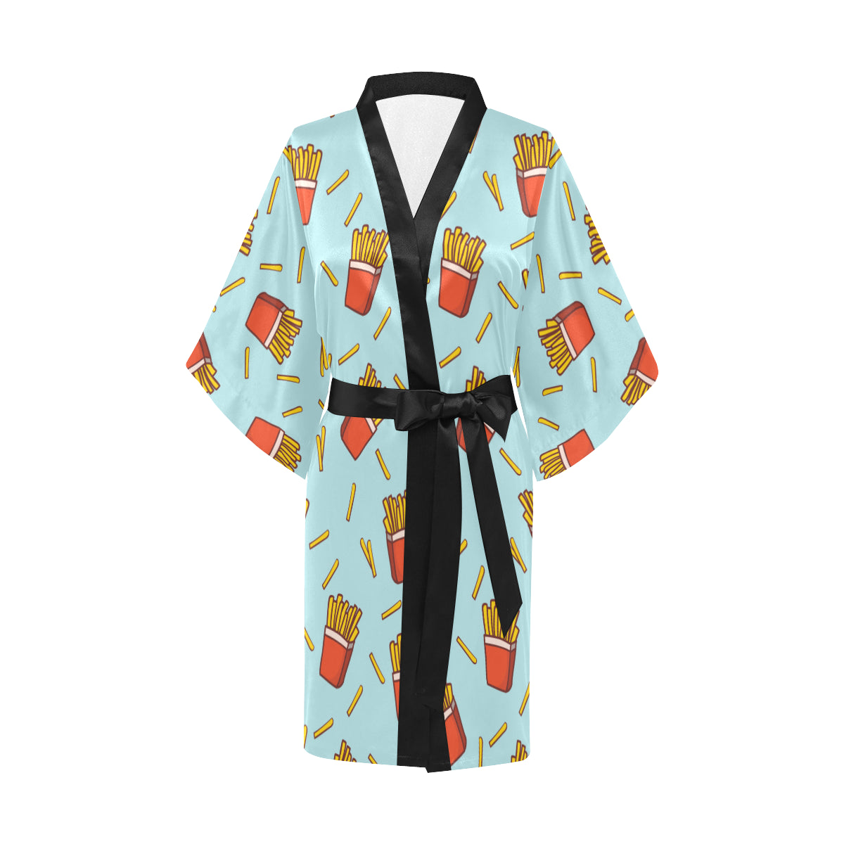 French Fried Pattern Print Design 02 Women's Short Kimono