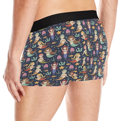 Mermaid Cartoon Pattern Print Design 03 Men's Boxer Briefs