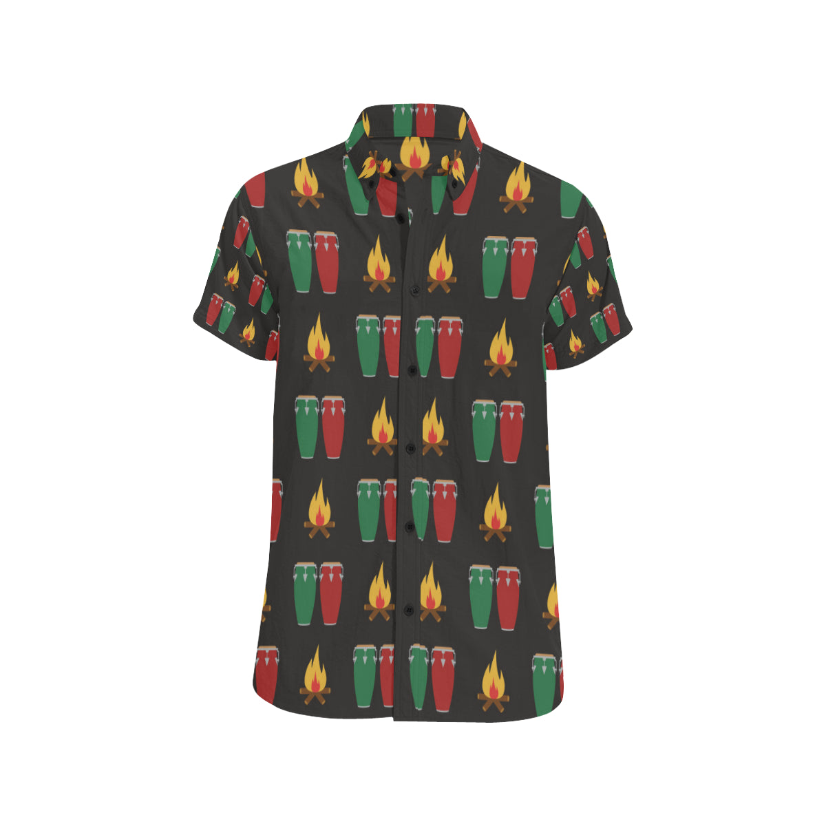 Conga Pattern Print Design 01 Men's Short Sleeve Button Up Shirt