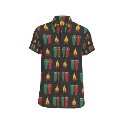 Conga Pattern Print Design 01 Men's Short Sleeve Button Up Shirt