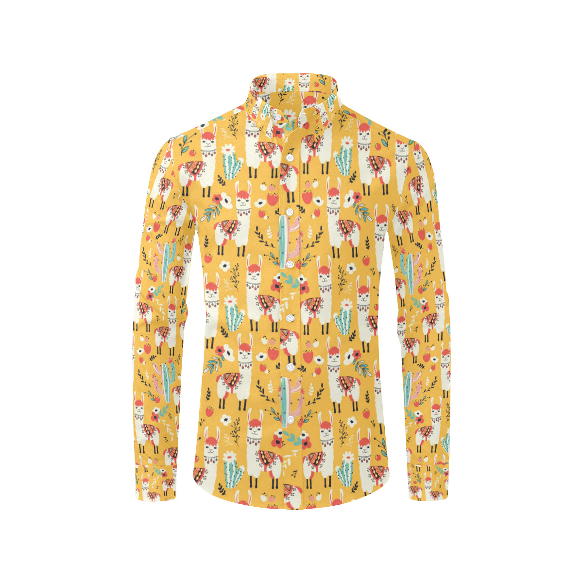 Llama Cute Themed Print Men's Long Sleeve Shirt