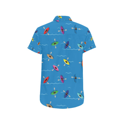 Kayak Pattern Print Design 03 Men's Short Sleeve Button Up Shirt