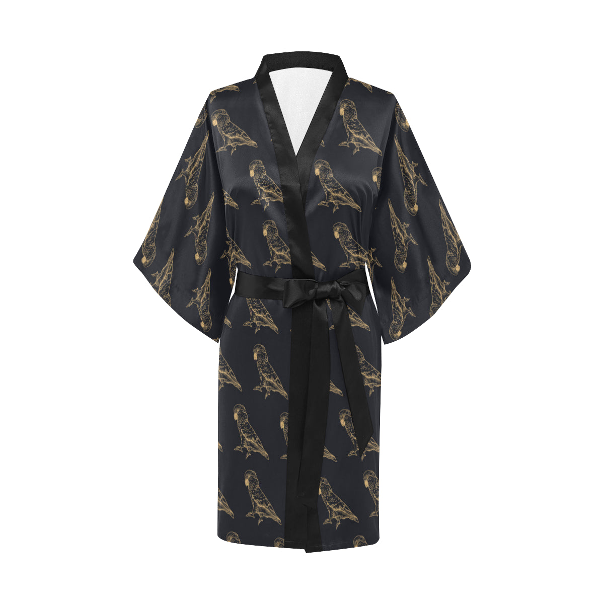 Parakeet Pattern Print Design A04 Women's Short Kimono