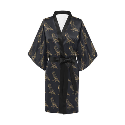 Parakeet Pattern Print Design A04 Women's Short Kimono