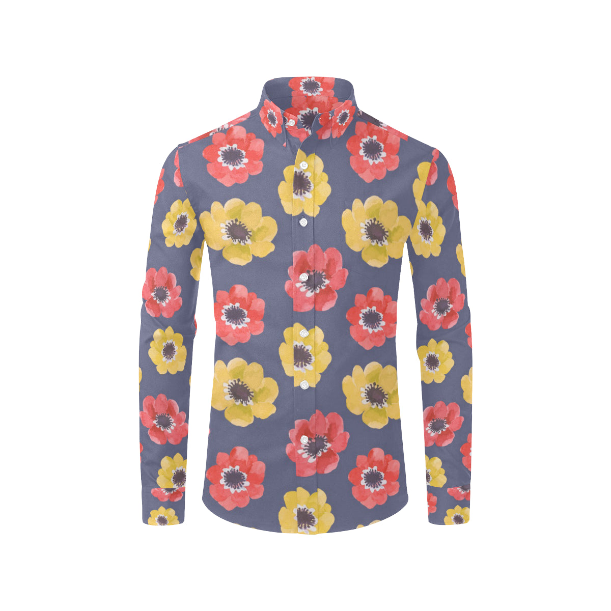 Anemone Pattern Print Design AM010 Men's Long Sleeve Shirt