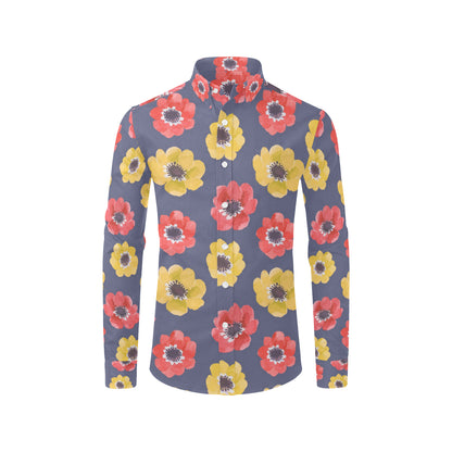 Anemone Pattern Print Design AM010 Men's Long Sleeve Shirt