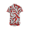 Maori Polynesian Themed Design Print Men's Short Sleeve Button Up Shirt