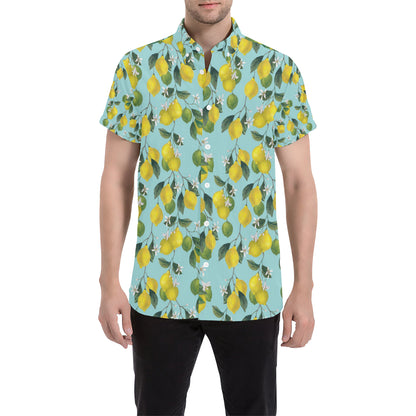 Lemon Pattern Print Design LM05 Men's Short Sleeve Button Up Shirt