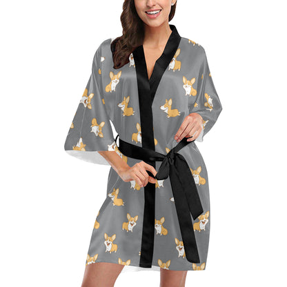 Pembroke Welsh Corgis Pattern Print Design A02 Women's Short Kimono