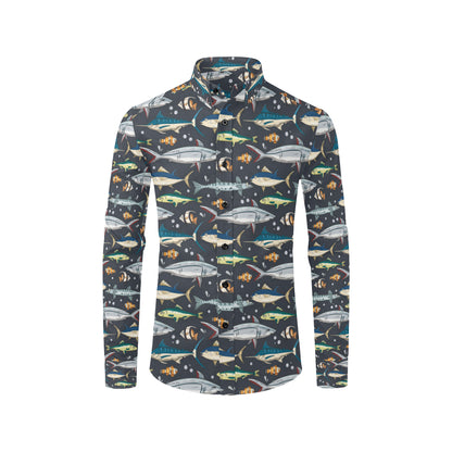Swordfish Pattern Print Design 04 Men's Long Sleeve Shirt