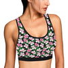 Hibiscus Pink Flower Hawaiian Print Sports Bra