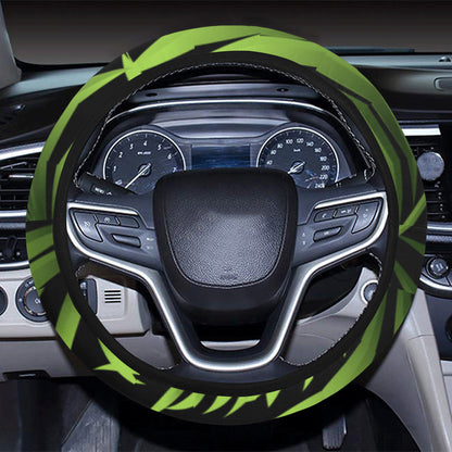 Green Neon Tropical Palm Leaves Steering Wheel Cover with Elastic Edge