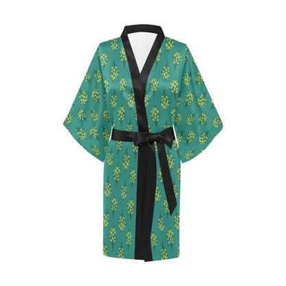 Artichoke Pattern Print Design 04 Women's Short Kimono