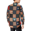 American flag Patchwork Design Men's Long Sleeve Shirt