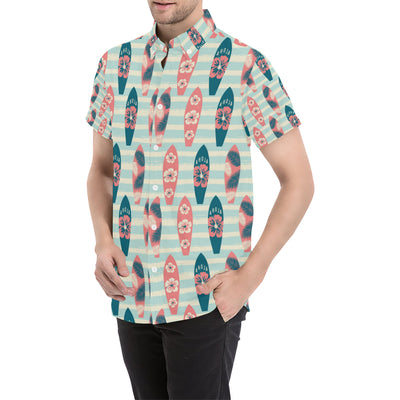 Aloha Hawaii Surfboard Pattern Print Design 02 Men's Short Sleeve Button Up Shirt