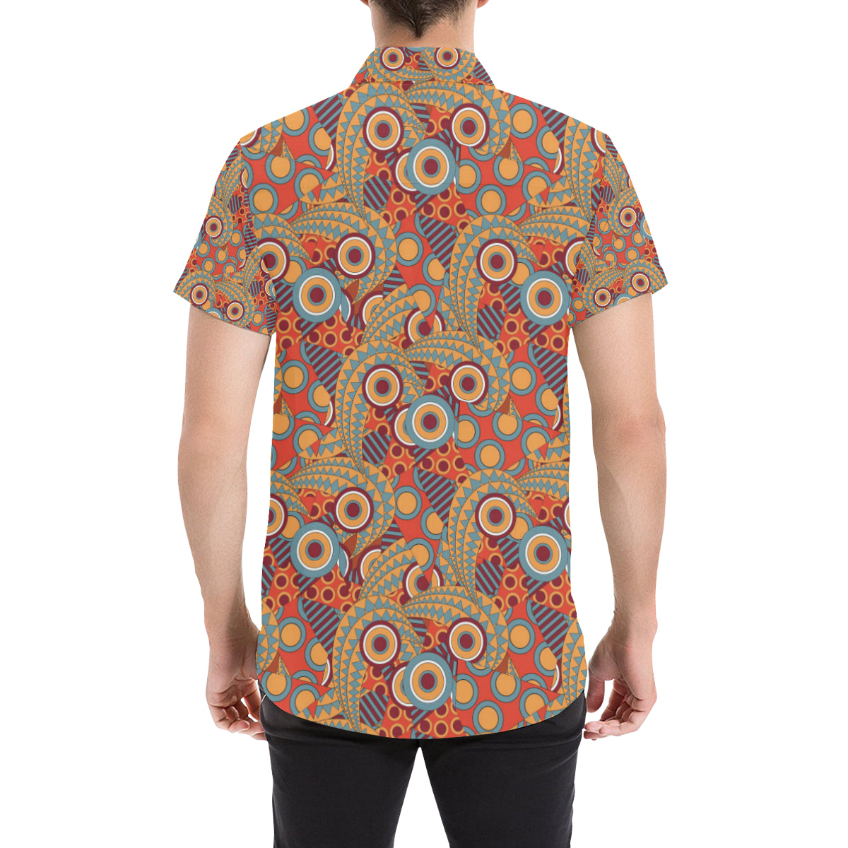 African Pattern Print Design 06 Men's Short Sleeve Button Up Shirt