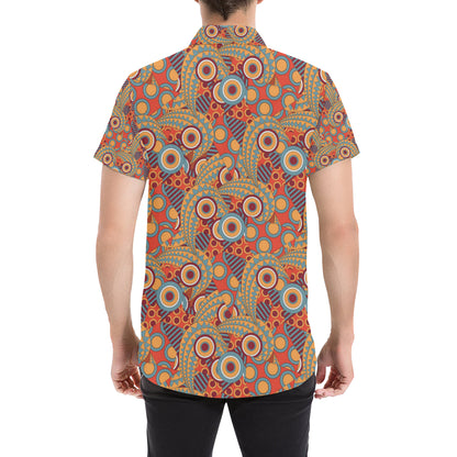 African Pattern Print Design 06 Men's Short Sleeve Button Up Shirt