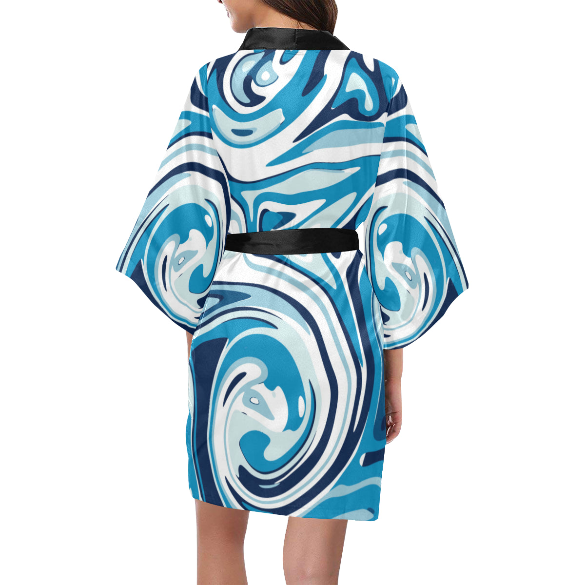 Liquid Pattern Print Design 05 Women's Short Kimono