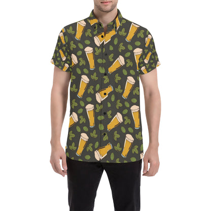 Beer Iris Pattern Print Design 02 Men's Short Sleeve Button Up Shirt