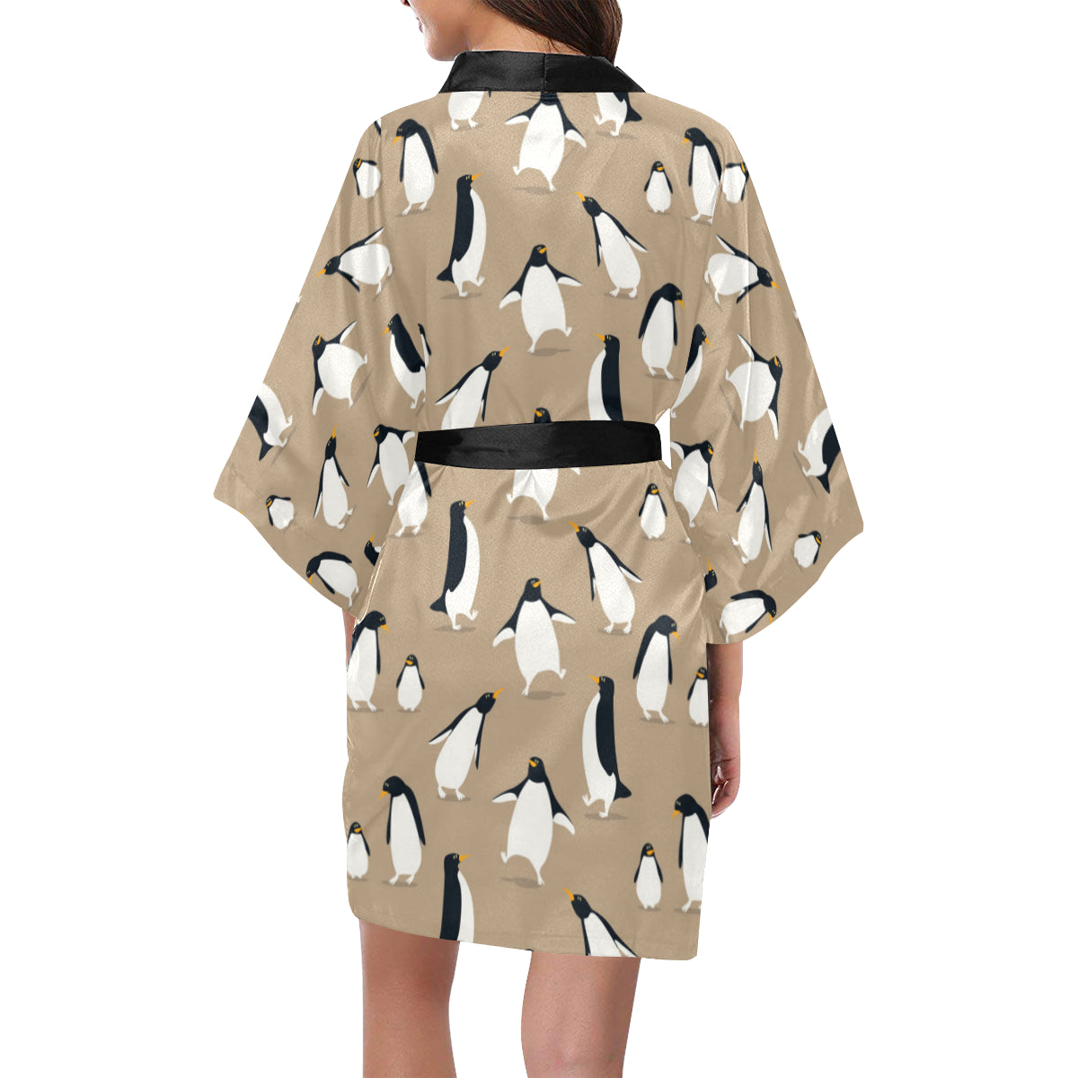 Penguin Pattern Print Design A01 Women's Short Kimono