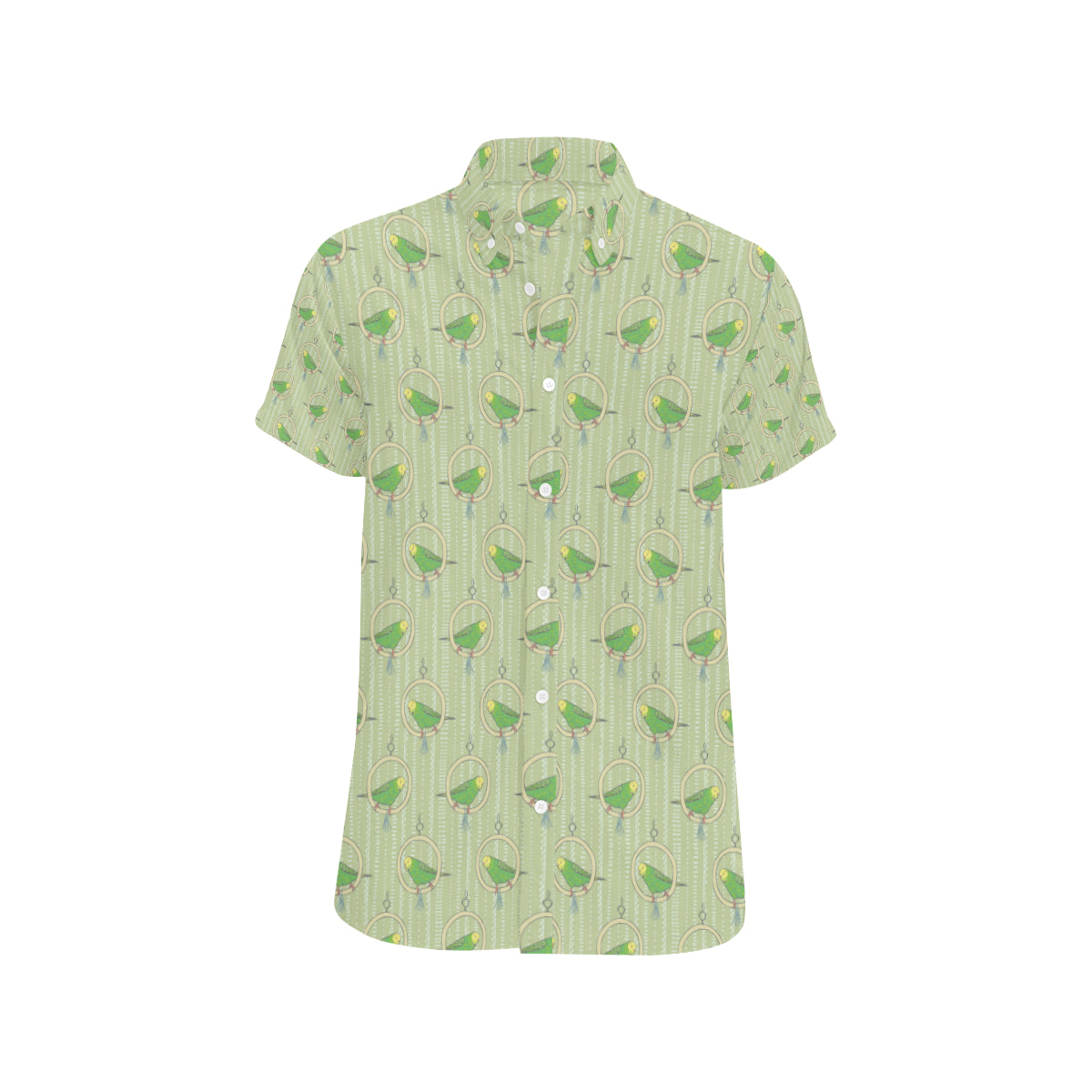 Budgerigar Pattern Print Design 02 Men's Short Sleeve Button Up Shirt