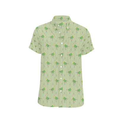 Budgerigar Pattern Print Design 02 Men's Short Sleeve Button Up Shirt