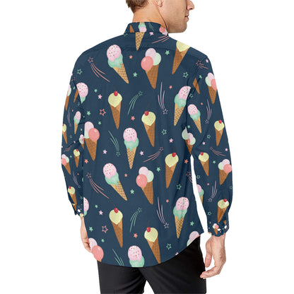 Ice Cream Pattern Print Design 04 Men's Long Sleeve Shirt