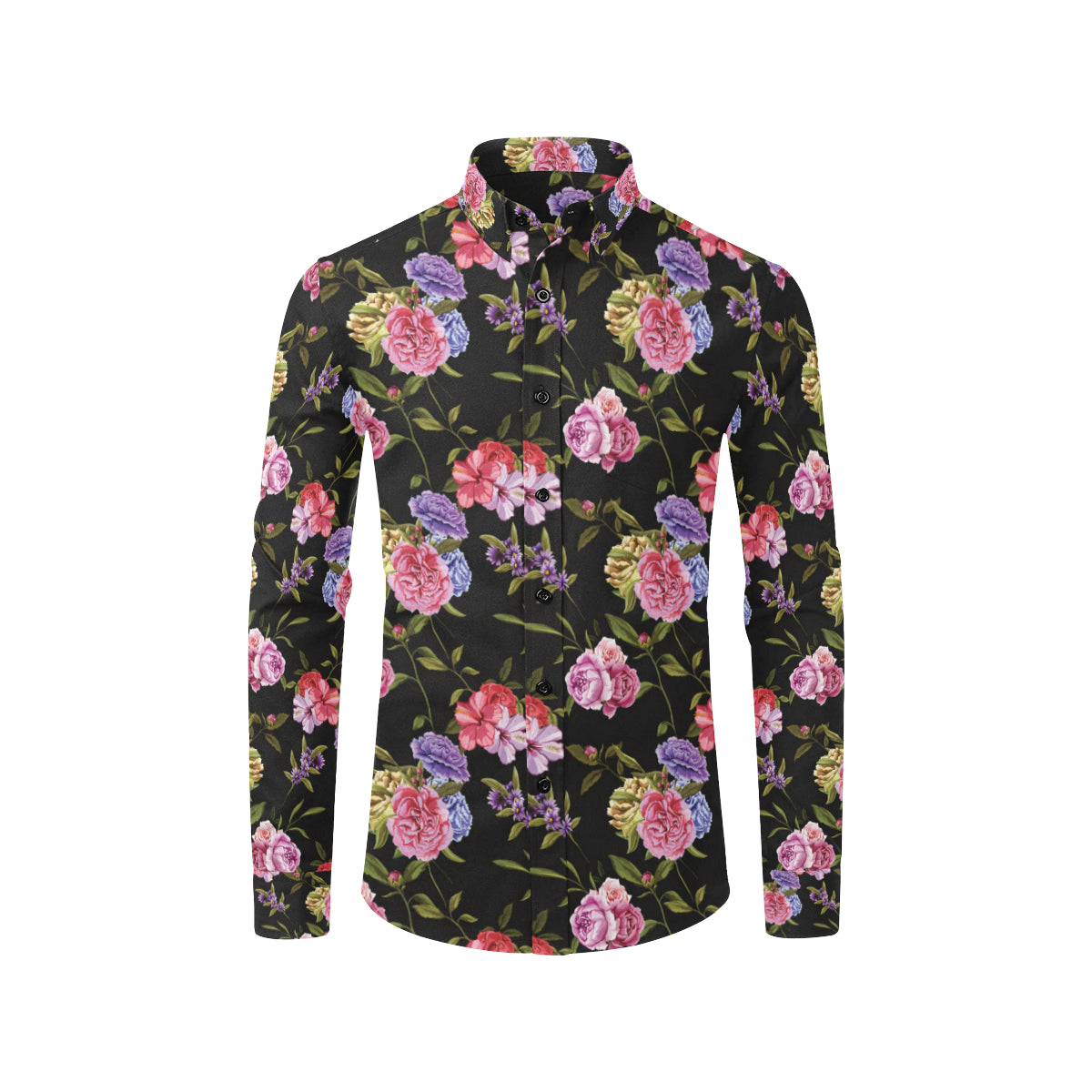 Carnations Pattern Print Design CN05 Men's Long Sleeve Shirt
