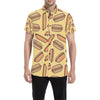 Hot Dog Pattern Print Design 01 Men's Short Sleeve Button Up Shirt