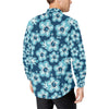 Blue Hibiscus Pattern Print Design HB011 Men's Long Sleeve Shirt