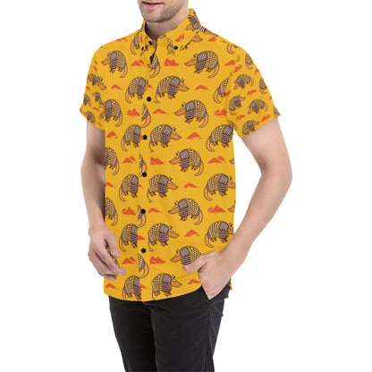 Armadillo Pattern Print Design 03 Men's Short Sleeve Button Up Shirt