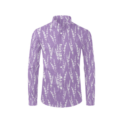 Lavender Pattern Print Design LV08 Men's Long Sleeve Shirt