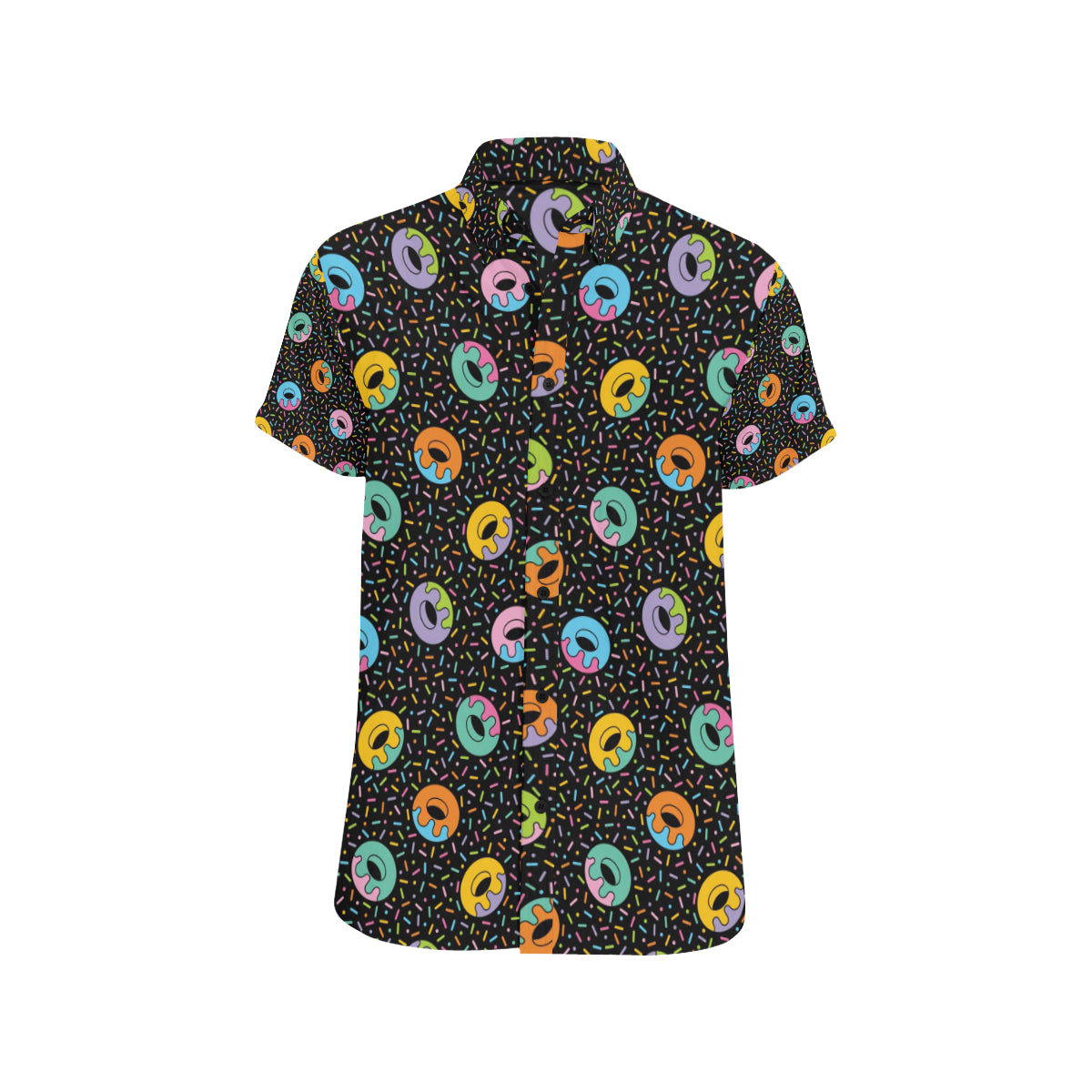 Donut Pattern Print Design DN012 Men's Short Sleeve Button Up Shirt