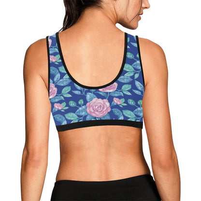 Camellia Pattern Print Design CM05 Sports Bra