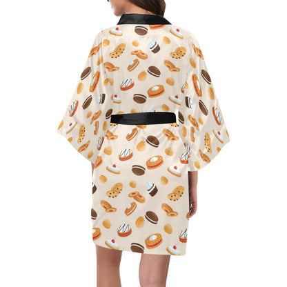 Biscuit Pattern Print Design 01 Women's Short Kimono