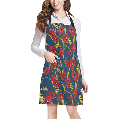 Pansy Pattern Print Design A01 Apron with Pocket