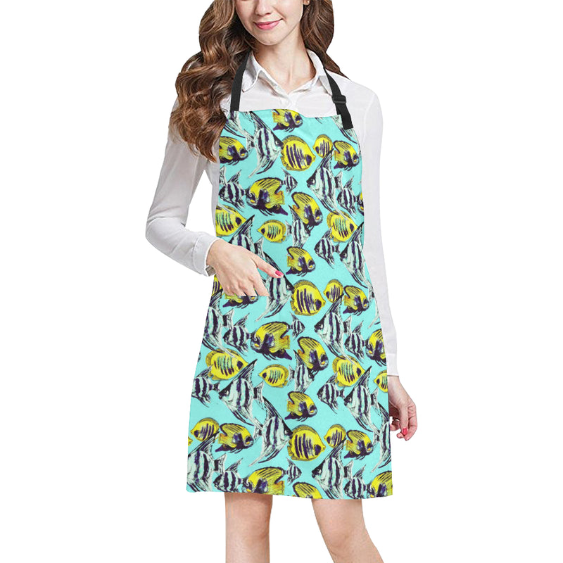 Angelfish Pattern Print Design 02 Apron with Pocket