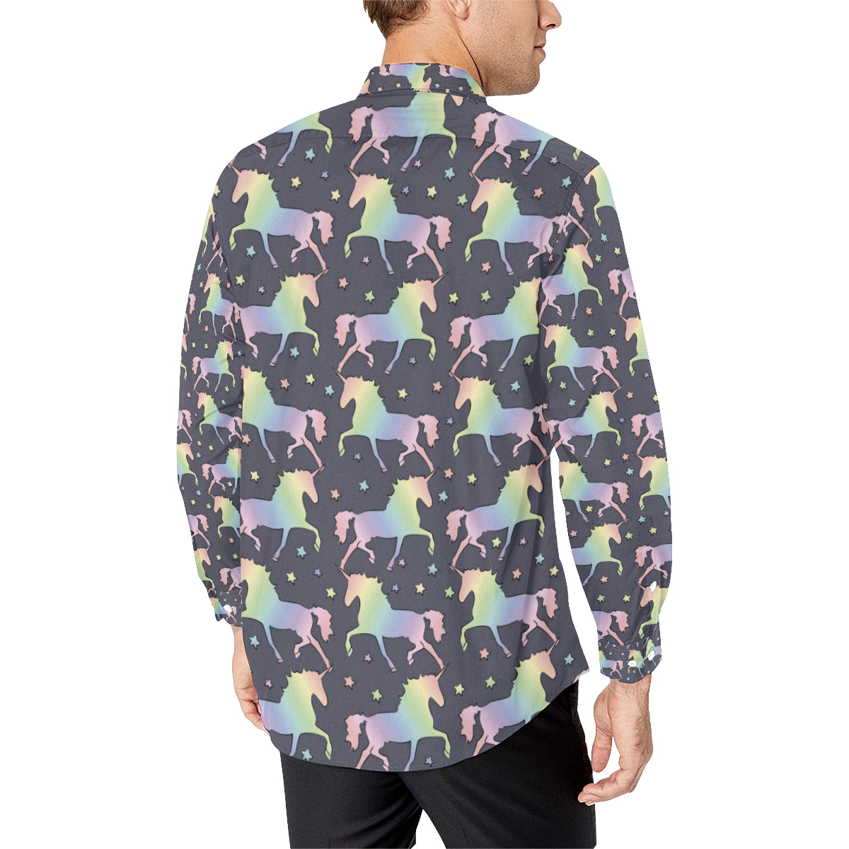 Rainbow Pattern Print Design A05 Men's Long Sleeve Shirt