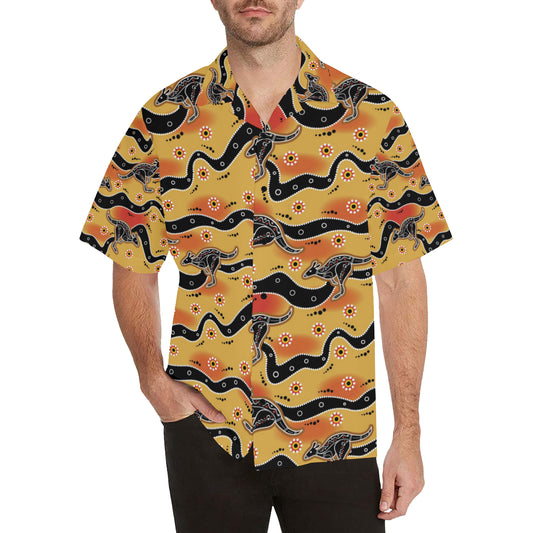 Kangaroos Aboriginal  Pattern Print Design 06 Men's Hawaiian Shirt
