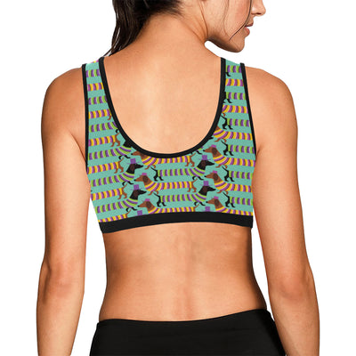 Dachshund Pattern Print Design 05 Sports Bra