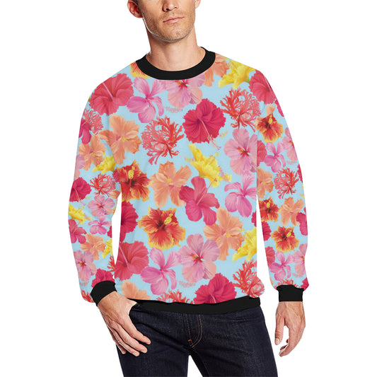 Hibiscus Pattern Print Design HB020 Men Long Sleeve Sweatshirt