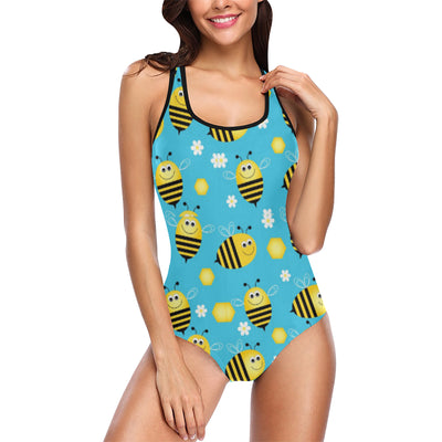 Bee Pattern Print Design BEE06 Women Swimsuit